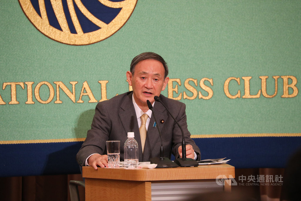 日本內閣官房長官菅義偉(圖)當選執政黨自民黨總裁(黨主席),國會將指定他出任首相,正式接班首相安倍晉三。中央社記者楊明珠東京攝 109年9月12日