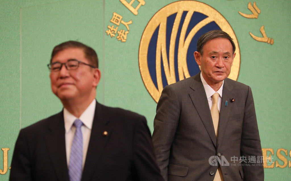 日本首相、執政黨自由民主黨總裁(主席)安倍晉三已於8月底表明辭意。自民黨總裁選舉14日投開票。圖為12日候選人出席東京的一場討論會。中央社記者楊明珠東京攝 109年9月14日
