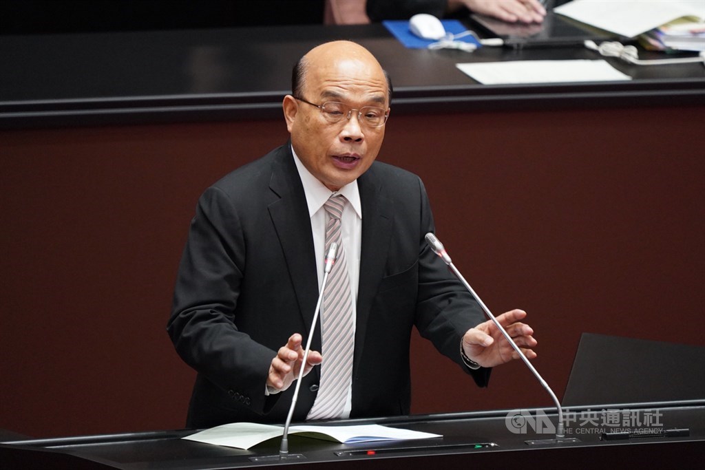立法院25日邀請行政院長蘇貞昌(圖)及相關部會首長列席報告「中央政府嚴重特殊傳染性肺炎防治及紓困振興特別預算第2次追加預算案」編製經過並備質詢。中央社記者徐肇昌攝 109年9月25日