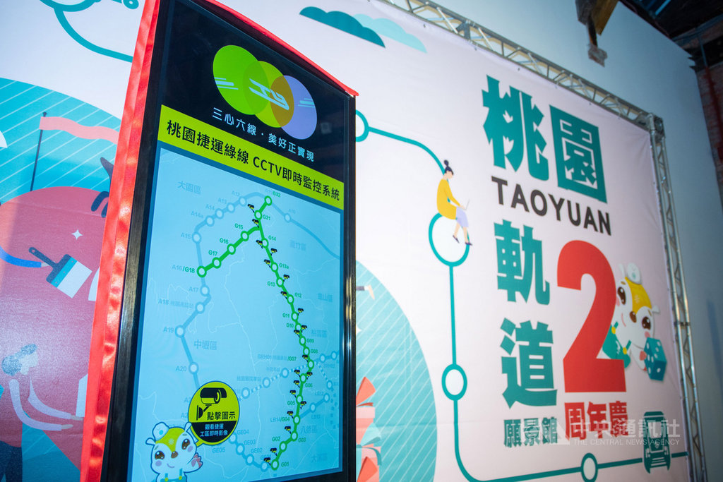 「桃園軌道願景館2週年館慶—與捷運綠線最近距離之CCTV連線」慶生會活動26日舉行,館內的軌道技術專區增設了桃園捷運綠線CCTV工區即時影像顯示器,讓市民能一窺工程進度與樣貌。中央社記者葉臻攝 109年9月26日