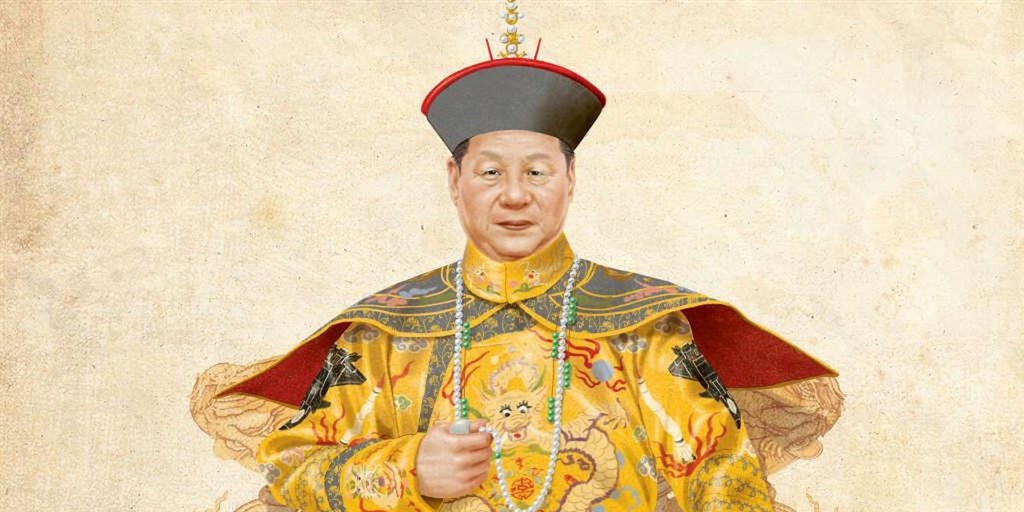 法國媒體「新觀察家」在中國「十一」前推出「中國,永恆王朝:沉浸2000年的權力」深度特輯,特輯封面是龍袍加身、穩坐皇位的中國國家主席習近平。(圖取自twitter.com/lobs)