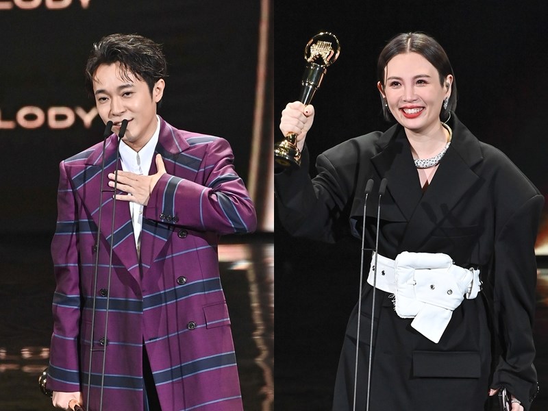 第31屆金曲獎國語歌王、歌后分別由吳青峰(左)、魏如萱獲得。(台視提供)