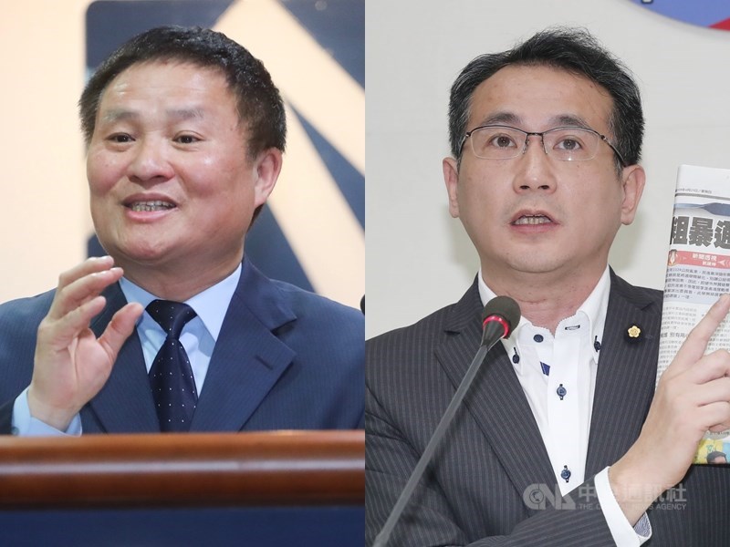 公平會副主委彭紹瑾(左)13日宣布請辭,將投入2022年桃園市長選舉。民進黨立委鄭運鵬(右)說,他才剛完成立委連任,不會每天都在想下一次的選舉。(中央社檔案照片)