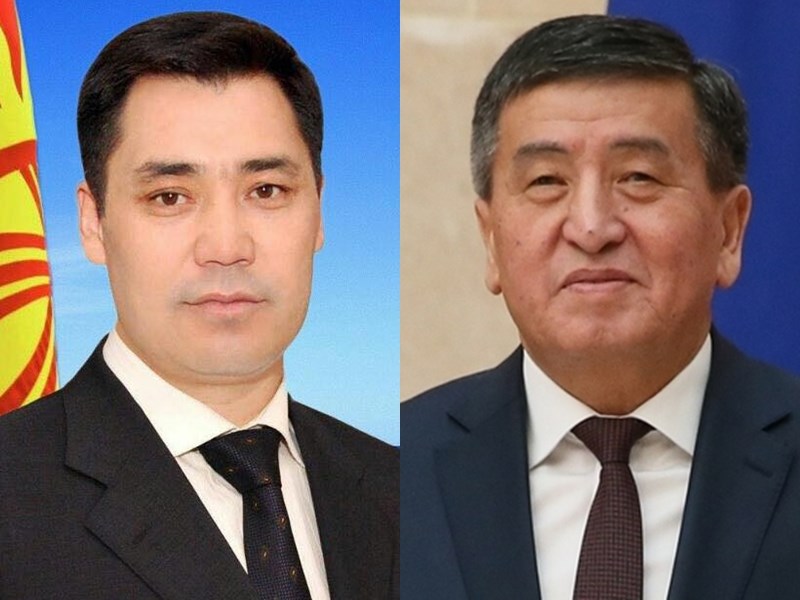 中亞國家吉爾吉斯的總統秦貝科夫(右)在選後危機中請辭,新總理賈帕洛夫(左)宣布掌權。(左圖取自facebook.com/japarov.sadyr、右圖取自維基共享資源網頁;作者Government.ru,CC BY 4.0)