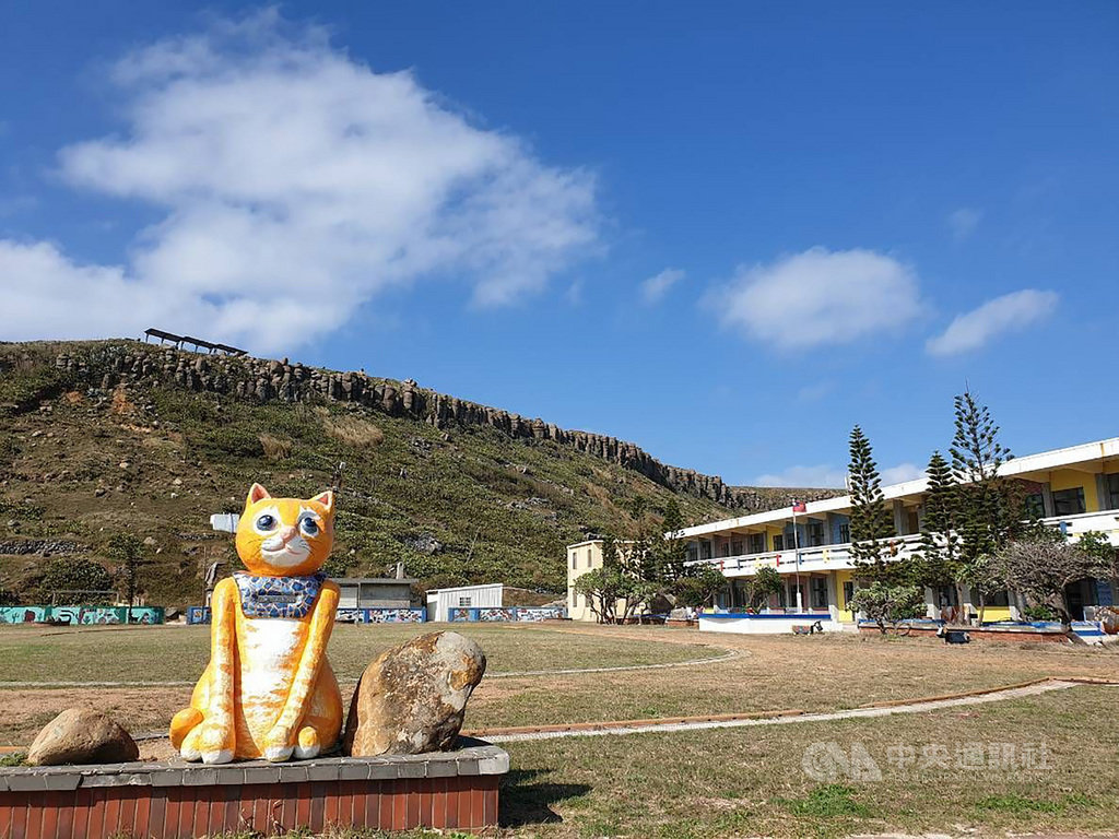 澎湖縣政府為打造虎井嶼旅遊意象,今年計畫在虎井碼頭打造大型貓的意象裝置藝術,虎井國小校內先前製作的大型「貓島」地景藝術創作,也呈現出虎井未來不僅是學童樂園,也會是貓咪樂園。中央社 109年11月30日
