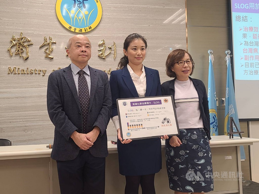 為增加療效、降低副作用,各國紛紛從現有胰臟癌化療藥物中尋求更有效的藥物組合,國衛院癌症研究所助研究員級主治醫師姜乃榕(中)30日指出,國衛院歷時4年找出適合台灣人的化療複方,發現腫瘤平均可縮小30%以上,存活期更延長至近1年。中央社記者張茗喧攝 109年11月30日