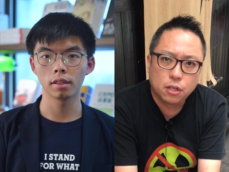 據報導,香港警方繼6日大規模拘捕53名泛民主派人士後,7日再拘捕前眾志秘書長黃之鋒(左)及人民力量副主席譚得志(右)。(左圖為中央社檔案照片;右圖取自譚得志臉書facebook.com)