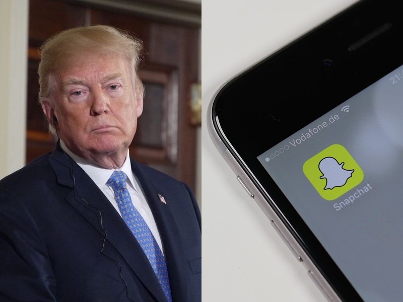 社群媒體公司Snap發言人13日在聲明表示,將對美國總統川普(左)的Snapchat帳號永久停權。(左圖為中央社檔案照片,右圖取自Pixabay圖庫)