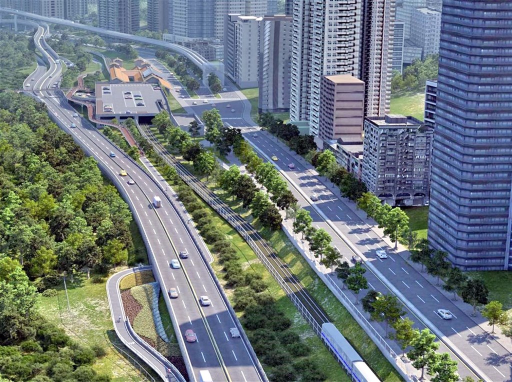 新北市政府交通局16日表示,為淡水區長年交通壅塞惡夢,聯外的淡北道路已由新建工程處公告工程招標,預計民國113年完工。圖為淡北道路模擬示意圖。(新北交通局提供)中央社記者黃旭昇新北傳真 110年1月16日