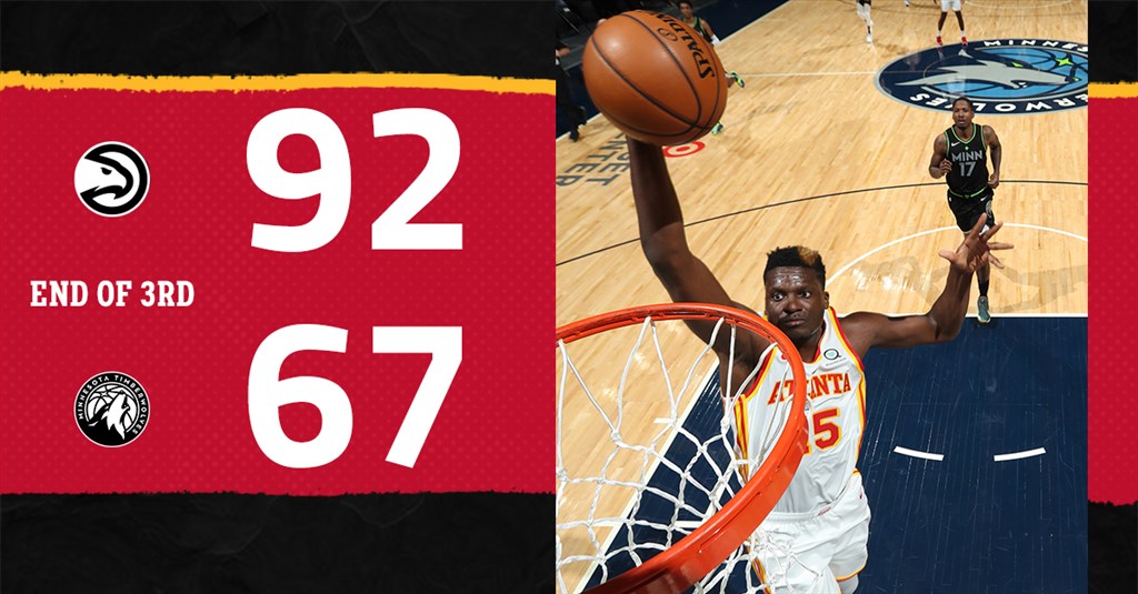 NBA亞特蘭大老鷹中鋒卡佩拉(圖)單場送出10記火鍋,締造生涯首度大三元成績。(圖取自twitter.com/ATLHawks)