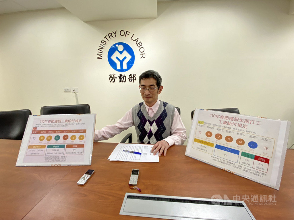 勞動部26日舉行例行業務報告,勞動條件及就業平等司司長黃維琛(圖)在會中說明農曆春節期間的出勤及工資給付規定。中央社記者吳欣紜攝 110年1月26日