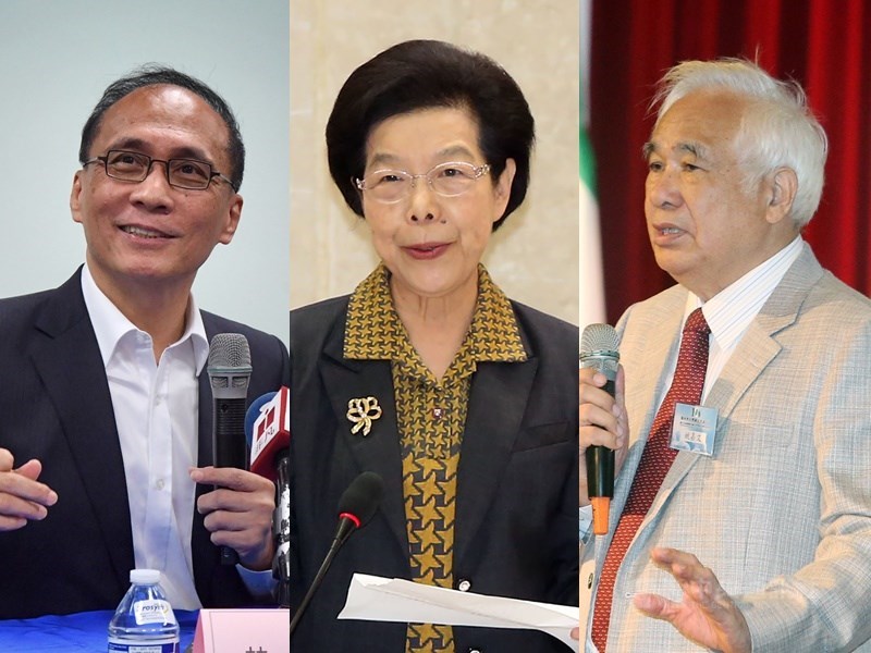 總統府9日公布,聘任(左起)前行政院長林全、前監察院長張博雅、前考試院長姚嘉文等26人為資政。(中央社檔案照片)