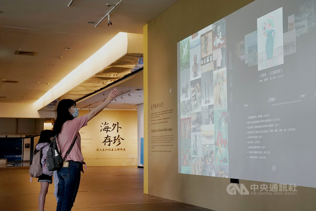 順天美術館捐贈回台的台灣藝術家作品,20日正式在國立台灣美術館開展,共呈現195名藝術家創作,國美館也設置了巨型數位互動牆,盼啟發民眾對展覽的好奇。(國立台灣美術館提供)中央社 110年3月20日