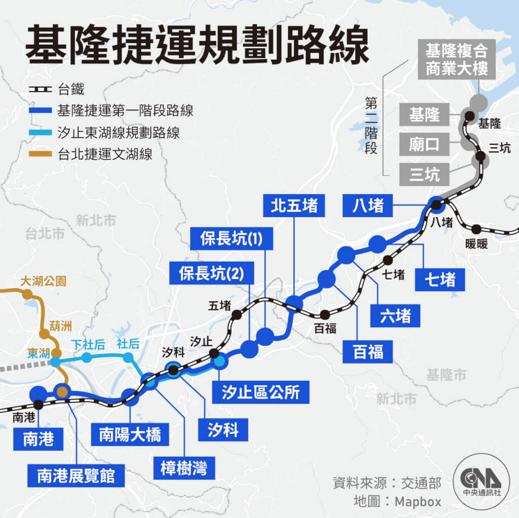 基隆捷運路線圖 轉乘方式看這裡預計32年通車 生活 中央社cna