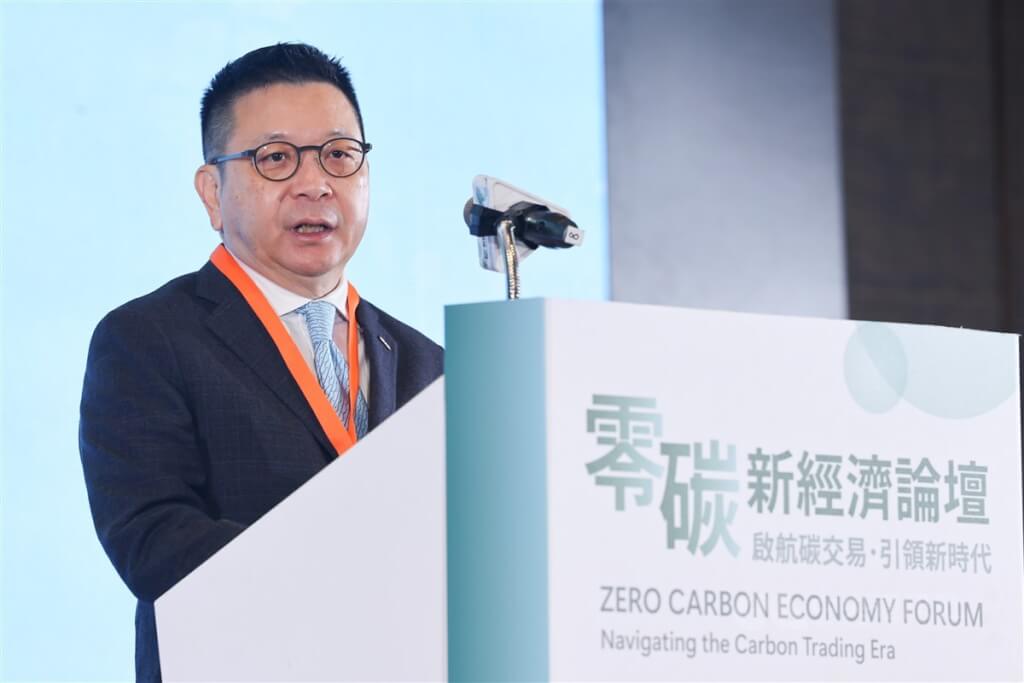 台灣碳權交易所22日舉行記者會，啟動國際碳權交易平台，碳交所董事長林修銘（圖）出席致詞。中央社記者王騰毅攝 112年12月22日
