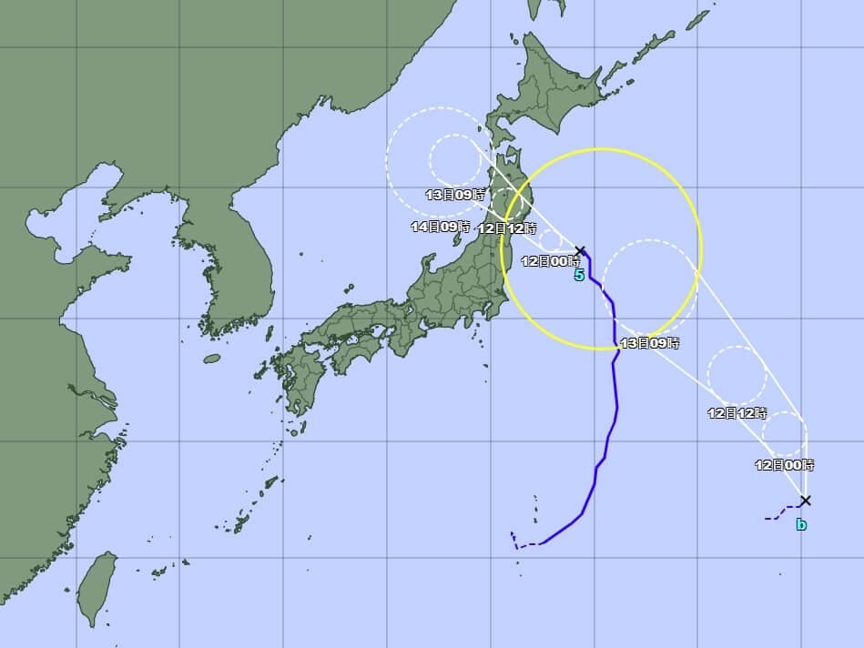 颱風瑪莉亞預估12日登陸日本，接下來新颱若成形，預測路徑仍朝日本靠近。（圖／取自日本氣象廳網頁www.jma.go.jp）