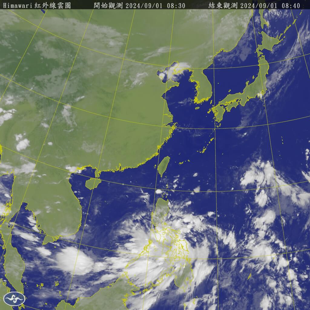 圖為1日上午衛星雲圖。（圖／取自中央氣象署cwa.gov.tw）