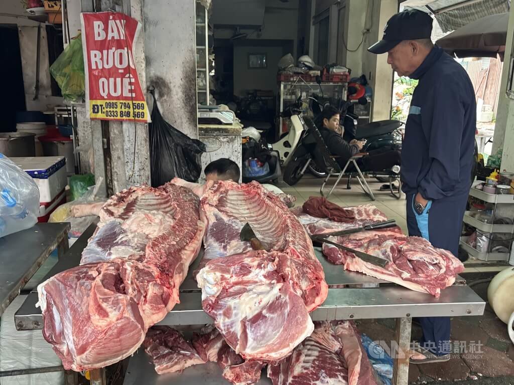 越南河內傳統市場　豬肉攤販