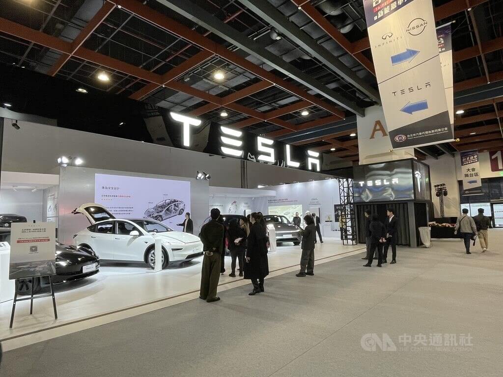 2026台北新車暨新能源車大展圓滿落幕，電動車大廠特斯拉（Tesla）盛大參展。（中央社檔案照片）