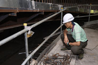 竹北天坑案建商施作防颱加固 竹縣府現勘