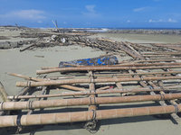 颱風後嘉南海邊堆積漂流木  待政府公告自由撿拾