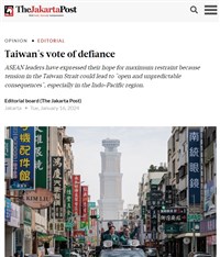 印尼媒體社論：台灣渴望自由用選票拒絕中國