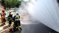 新北中和工地挖斷瓦斯管  水霧防護緊急搶修