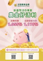 全國農業金庫推活存定存專案  加碼優惠利率