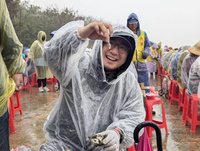 金門金寧鄉雨中千人剝蚵  體驗地方百年產業