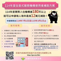 高市住宿服務機構使用者補助 7/1起受理申請