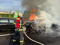 國1員林路段3車追撞　轎車起火造成1死