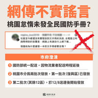 網傳桃園不發全民國防手冊　市府闢謠：物流延遲