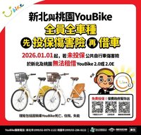 桃園新北YouBike新制　115年起投保才能租借