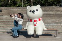 嘉市蘭潭姊妹亭新設裝置藝術大白熊　打卡新亮點