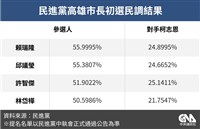 民進黨高雄市長初選賴瑞隆勝出　將對戰柯志恩