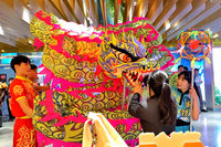 國體大受邀桃機快閃舞龍　免稅店傳遞文化送小提燈