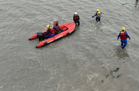 金門民眾受困蚵田險滅頂　消防駕艇救援助脫困