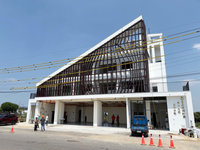 義竹消防分隊重建4月底完工　斜屋頂天際線成地標