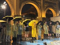 香港反送中7週年  在台港人不畏風雨舉辦紀念活動