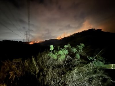 國道3號龍井段邊坡雜草火警 夜空映火光無人傷