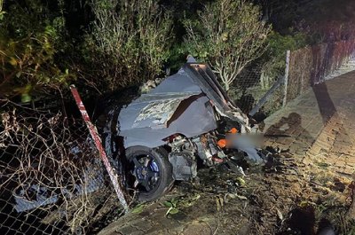 台中休旅車自撞路樹摔落邊坡 2人受傷警追查肇因