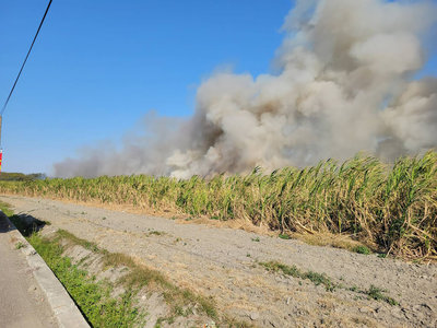 彰化二林台糖甘蔗園起火　消防布6水線灌救