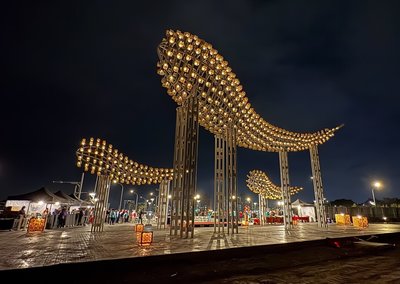 雲林北港糖廠大型藝術裝置　「光之祥雲」啟燈