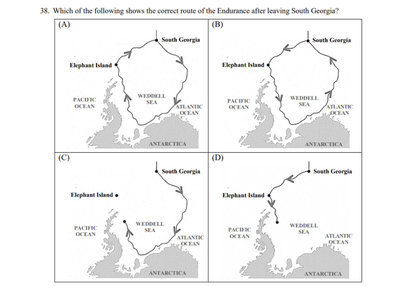 學測英文閱測難題　考「堅忍號」南極探險路線判讀