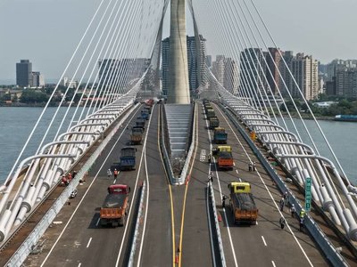 淡江大橋5月通車　啟動車輛載重試驗