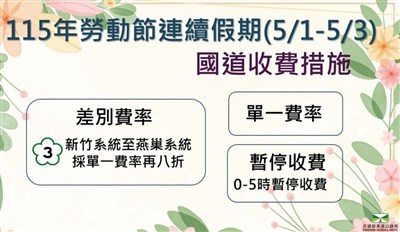 勞動節連假上國道　高公局公布好走時段