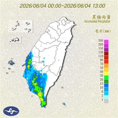 西南風影響　南高屏大雨特報