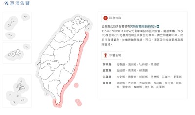 颱風巴威氣象署首發巨浪告警　屏宜花東防6公尺浪高