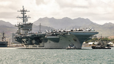 環太軍演海上操演 羅斯福號航空母艦駛出珍珠港