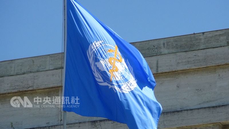 圖為世界衛生組織旗幟。(中央社檔案照片)